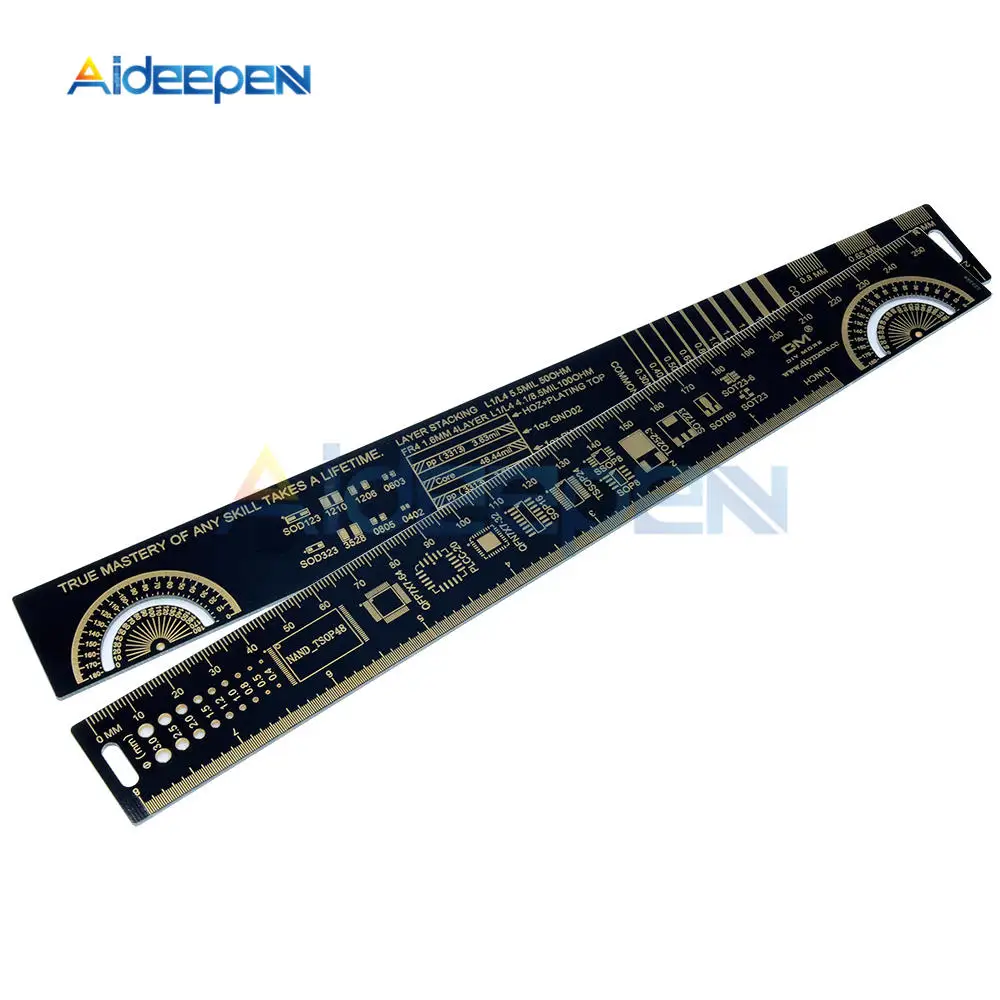 25 см 10 дюймов PCB линейка для электронных инженеров измерительный инструмент PCB контрольная линейка чип IC SMD диодный транзистор R-4 золотого цвета