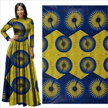 Me-dusa новая желто-синяя африканская восковая Штамповка из хлопка Hollandais воск платье костюм Ткань 6 ярдов/шт Высокое качество
