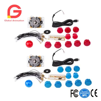 

Arcade DIY Game Kits USB Encoder to PC 5 Pin Joystick + 20x Red&Blue Buttons Set