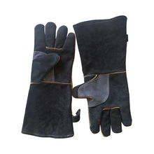 Длинные Корова Разделение кожа сварки Goves защитные высокого рабочая температура перчатки износостойкие безопасности защита рук перчатки
