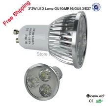 Free shipping LED lamp 6W gu10 spotlight with Bridgelux leds 10psc/lot