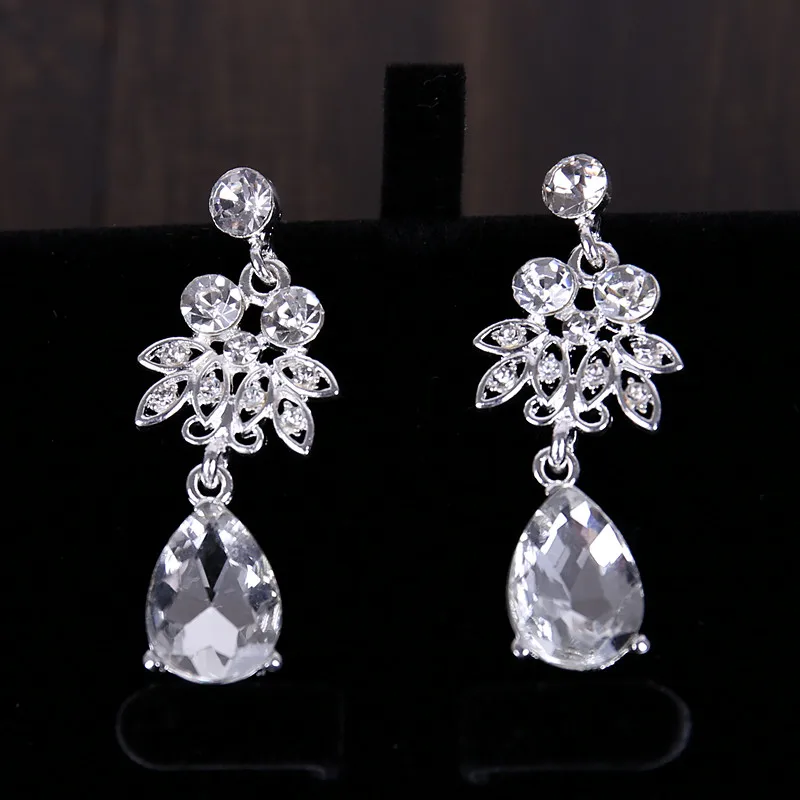 Youfir Bridal Austrian Crystal Necklace and Earrings Jewelry Set Gifts fit with Wedding Dress (3)