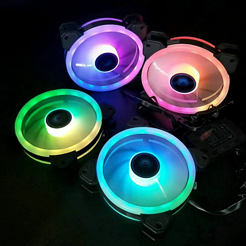 

120mm Silent Double Aura RGB PC Cooler Fan for Computer Notebook Gaming Case JLRL88