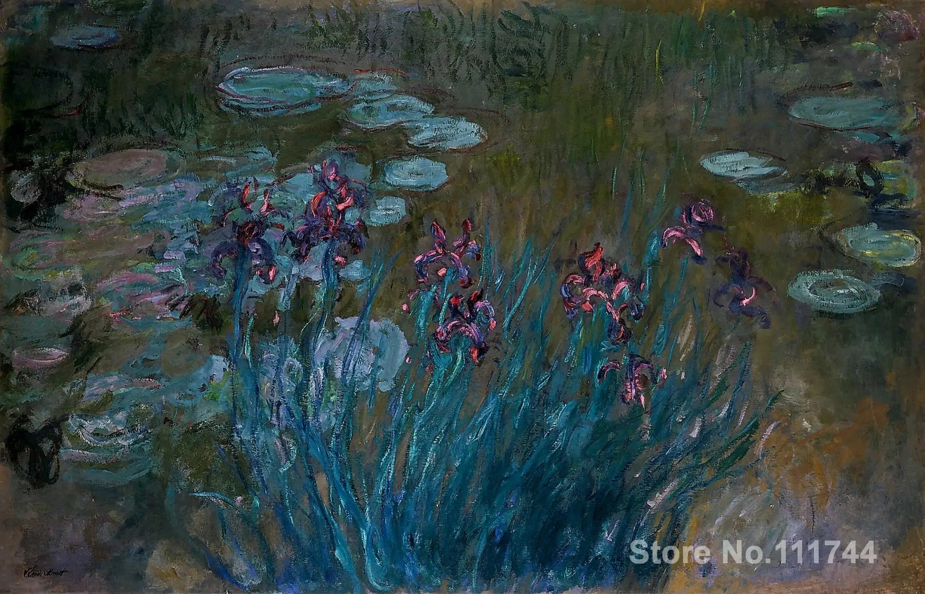 

Art for office space Irises and Water Lilies Claude Monet Paintings High quality hand painted