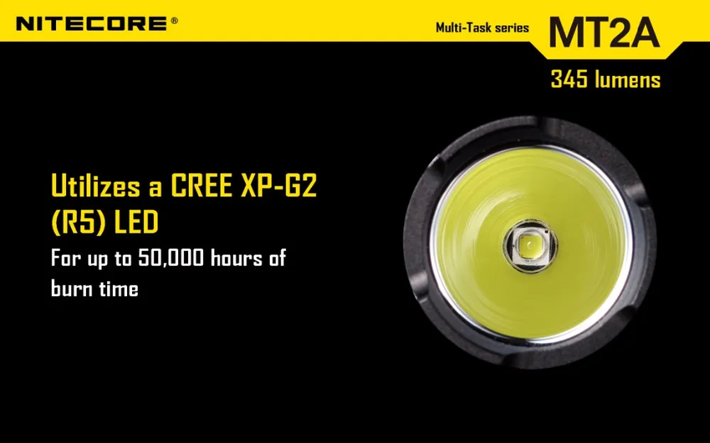 Тактический Фонарь NITECORE MT2A CREE XP-G2 R5 светодиодный, макс. 345 люменов, дальность луча 152 м, многоцелевой фонарь для повседневного использования