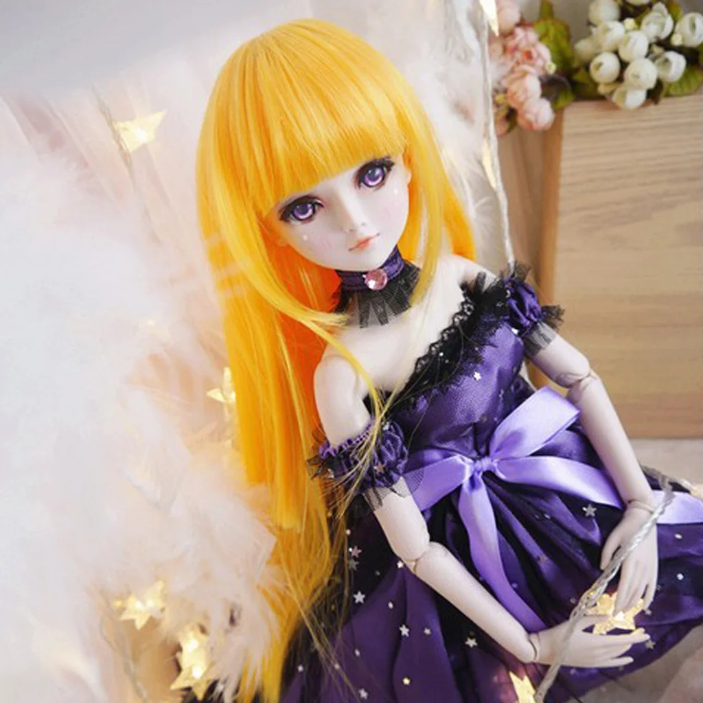 Милый DIY оранжевый прямой парик волос для 1/3 BJD куклы 60 см Сказочная ночь Лолита