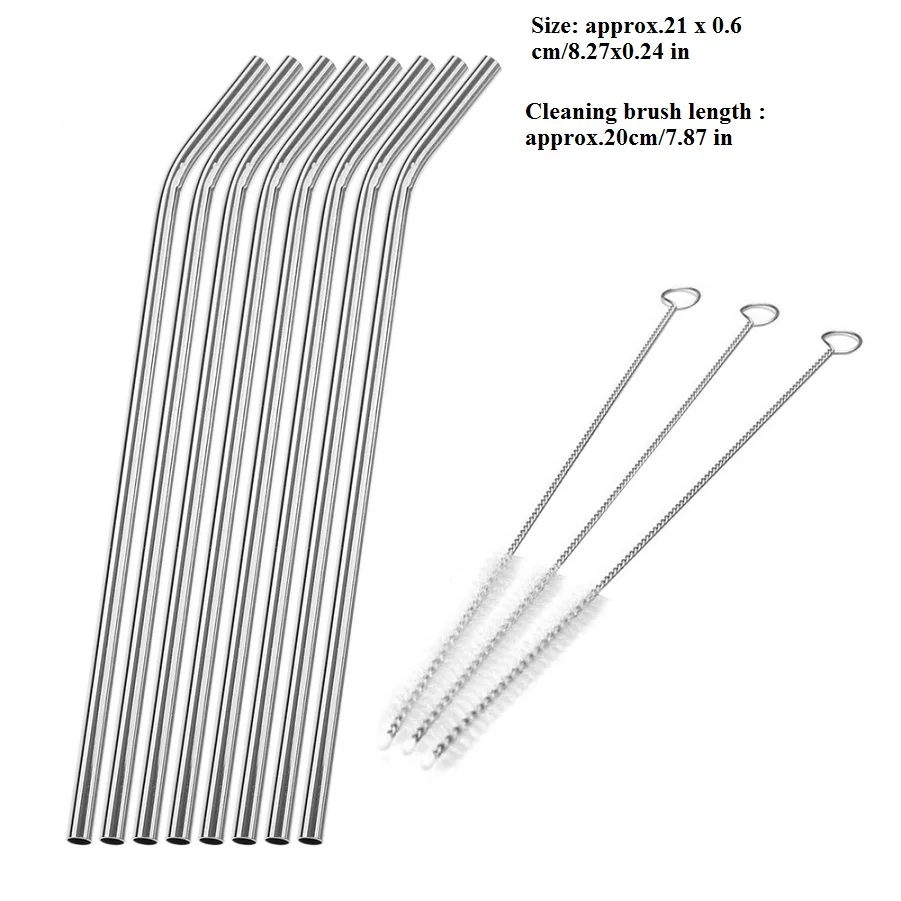 4/6/8 шт. металлическая соломинка многоразовые, для питья соломка из нержавеющей стали с чистящая щетка для кружек Барные аксессуары дропшиппинг - Цвет: 8pcs