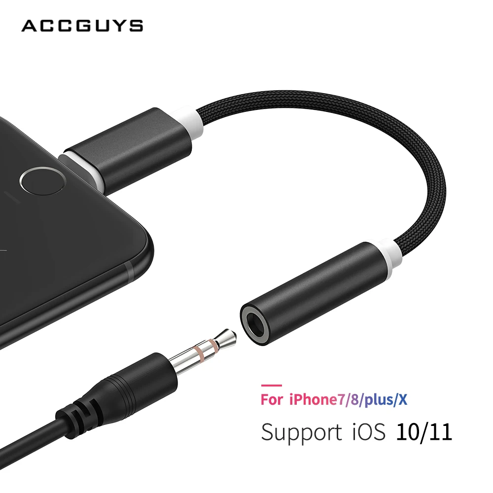 Goede 3.5mm Koptelefoon Hoofdtelefoon Audio Adapter ACCGUYS Verlichting tot 3.5mm Jack Audio Converter Kabel Voor iPhone 7 plus 8 plus iPhone X