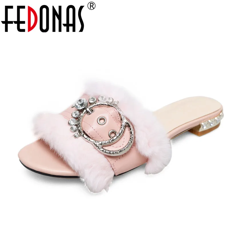 

FEDONAS Women Sandals Summer Genuine Leather Shoes Woman Flip Flops Fashion Crystal Female Wedding Party Ladies Shoes Slippers