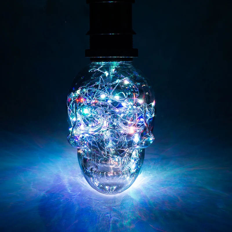 Led RGB Гирлянда череп Медный провод лампы 110 V 220 E27 1 8 W украшения для Хэллоуина и
