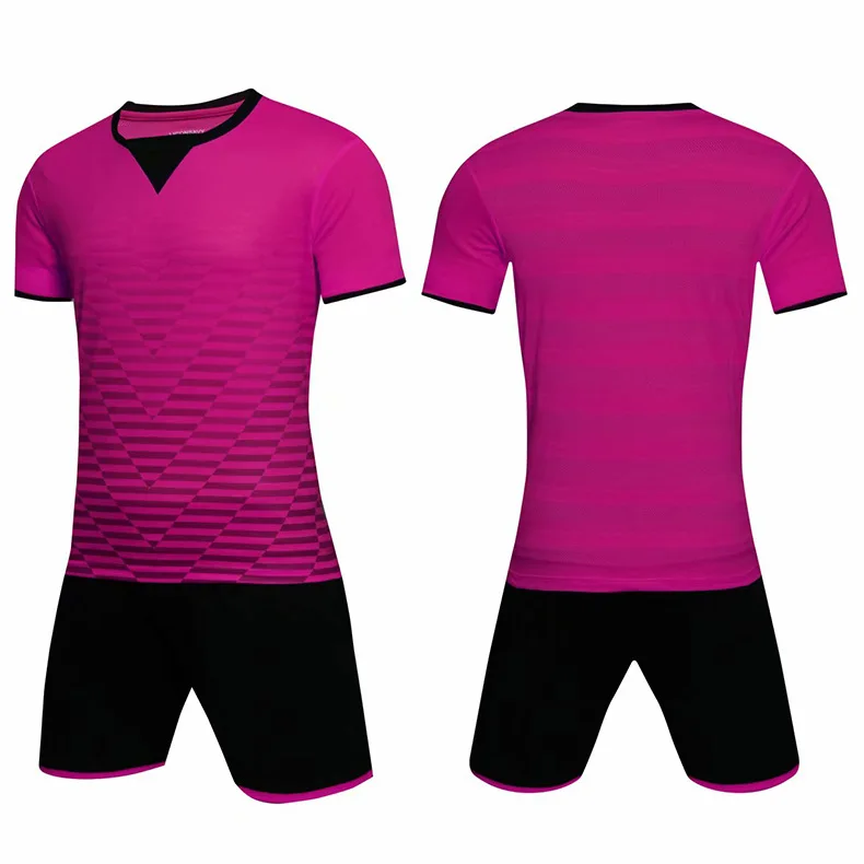 Тренировочный костюм для футбола мужской чёрный Футбольный Тренировочный Набор дышащие полосатые футбольные майки комплекты Униформа спортивная одежда с принтом - Цвет: LIKYD-S070101 pink