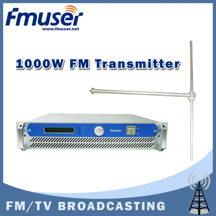 Free shipping FSN-1000 1000W Power Adjustable FM Transmitter Radio Broadcasting Station+FU-DV1 Dipole Antenna + 30M 1/2'' Cable |