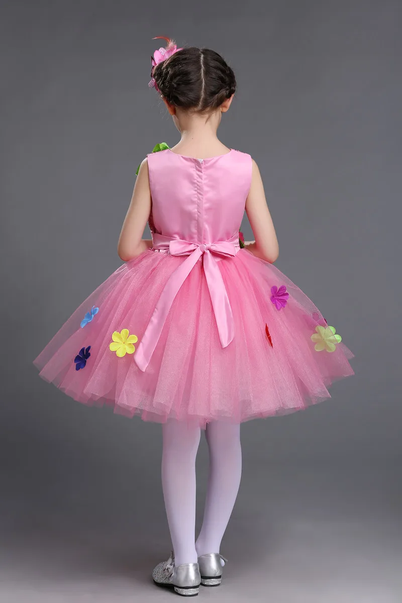 Новое платье для танцев с блестками костюм с цветочным рисунком розовые платья принцессы для мальчиков и девочек лохматая газовая балетная пачка для латиноамериканских танцев, детский костюм для выступлений