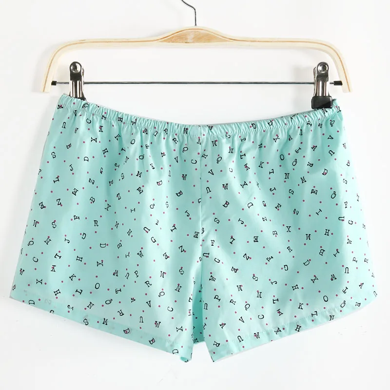 

women sleep buttom elastic waist cute letter decoration buckle thin shorts pajama pants
