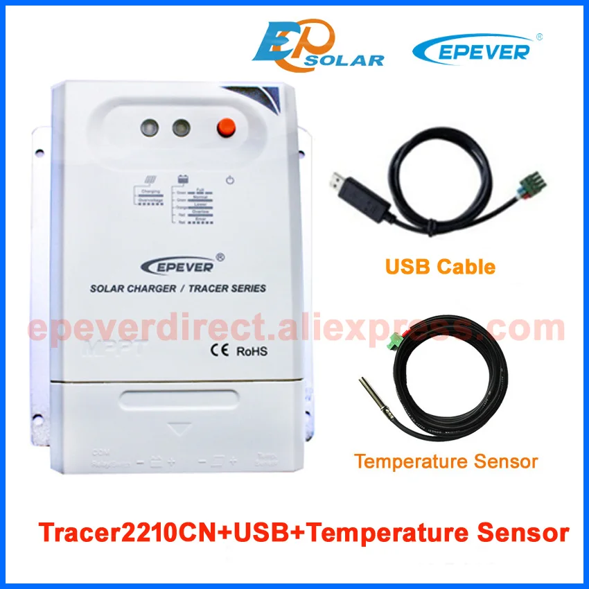 Солнечный контроллер для 12 В 260 Вт 24 520 mppt системы работы Tracer2210CN с USB кабелем