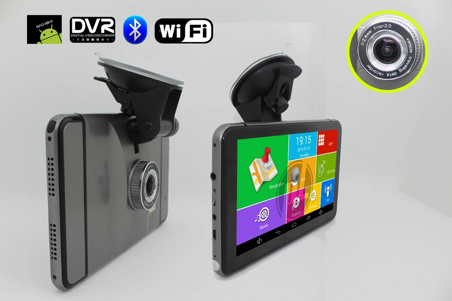 2015 New 7 Inch Car GPS Navigation Android 4.4.2 MTK8127 WIFI/FM/Bluetooth/HD 1080P Car DVR Recorder tablet PC 8G Flash