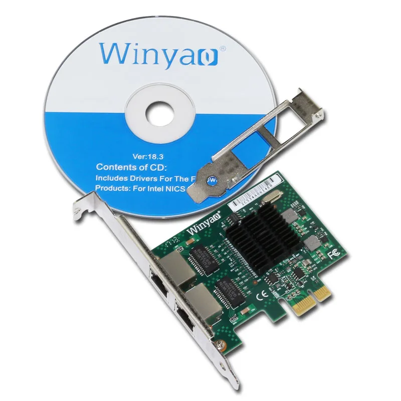 Winyao E575T2 двухпортовый PCI E X1 Gigabit Ethernet Сетевая карта 10/100/1000 Мбит/с LAN адаптер