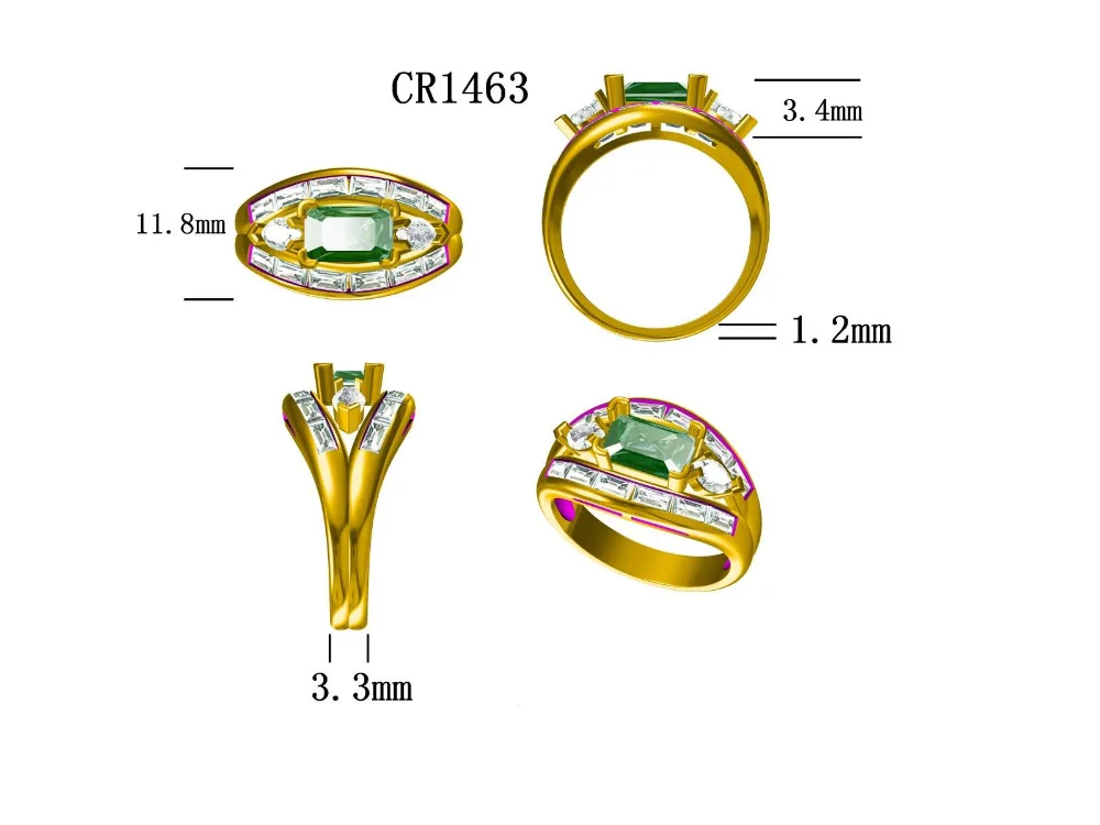 Горячее предложение! Распродажа! Унисекс Твердые 1.6ct 18kt желтое золото алмаз обручальное кольцо с изумрудом для продажи WU162