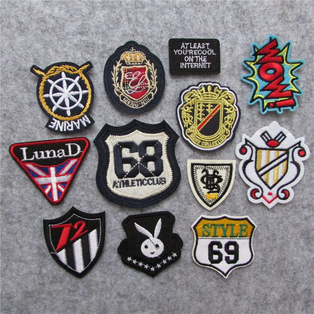 

2016 year fashion style new arrive mixture badge patter hot melt adhesive applique embroidery patches stripes DIY accessories
