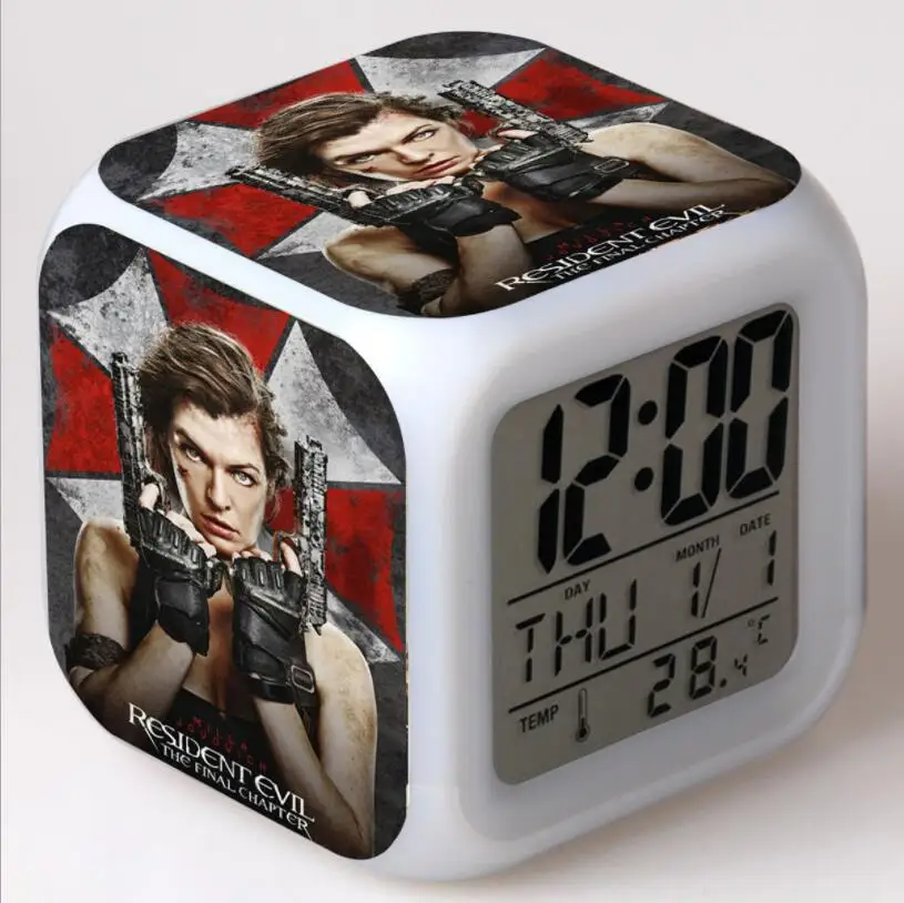 

Resident Evil: The Final Chapter Action Figures LED 7 Colors Change Touch Light Alarm Desk Watch Boys Girls Toys #3848