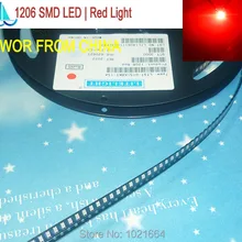 500 шт./лот)(светодиодный | SMD) 1206 SMD светодиодный красный цвет, светодиод, 1206 3000 шт. в катушке
