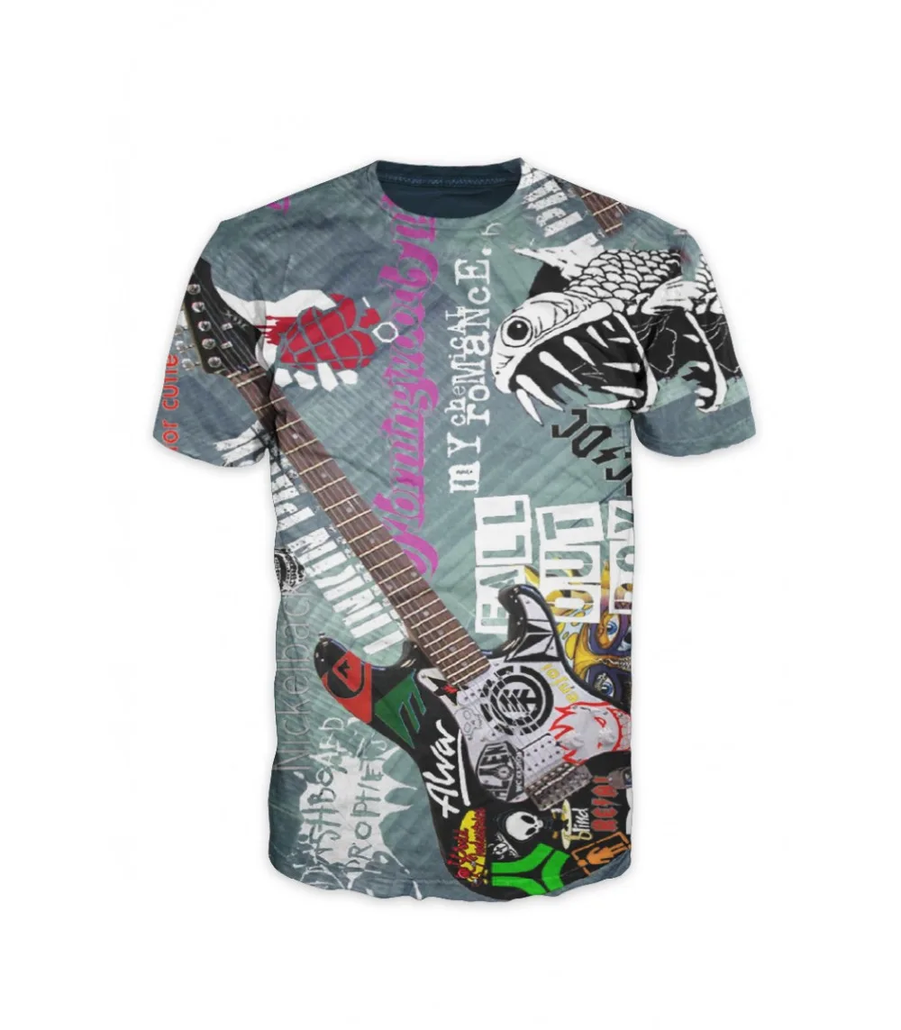 

2018 Cool Unisex T-SHIRT GUITAR-GRAPHITE Printed Hip Hop Top Tees