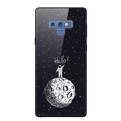 Звездное небо для samsung galaxy Note 9 чехол закаленное стекло жесткий задняя крышка для samsung Note9 корпус животное стекло чехол для телефона оболочка - Цвет: A19