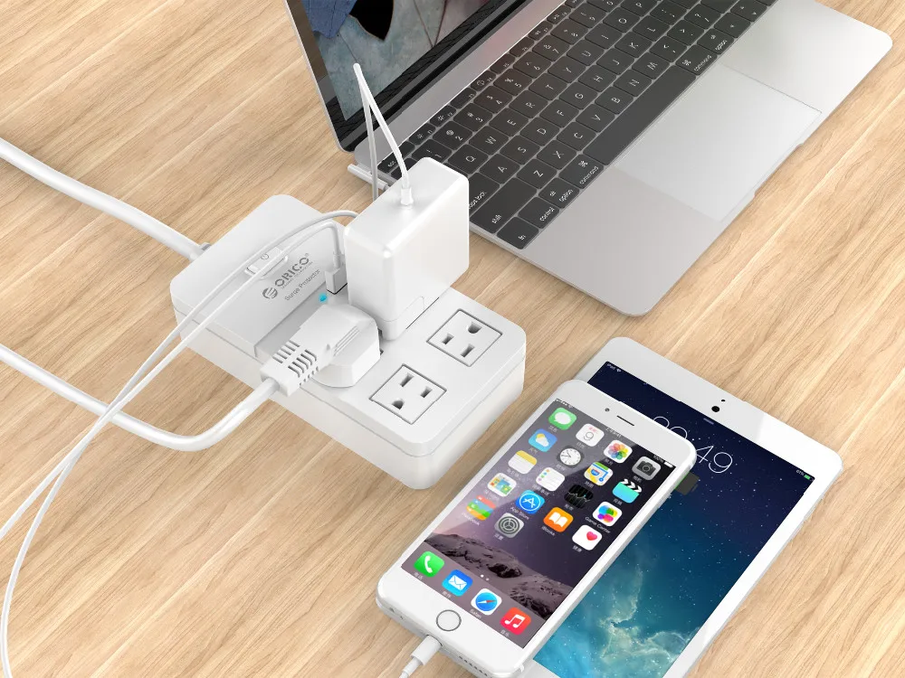 ORICO US Plug power Strip 4, 8, 10 розетки переменного тока, электрические розетки, защита от перенапряжения, удлинитель, вилка США, розетки, 2 порта, USB, смарт-зарядное устройство