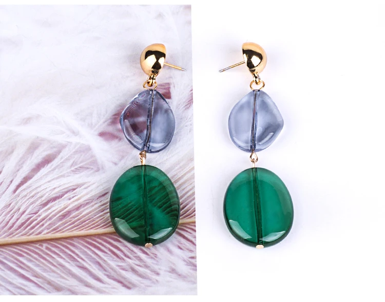 YUQINQIN Trendy Drop Earrings for Women 2018 Summer Long Red Resin Earings Fashion Elegant Acrylic  Dangling Crystal Earring (7)