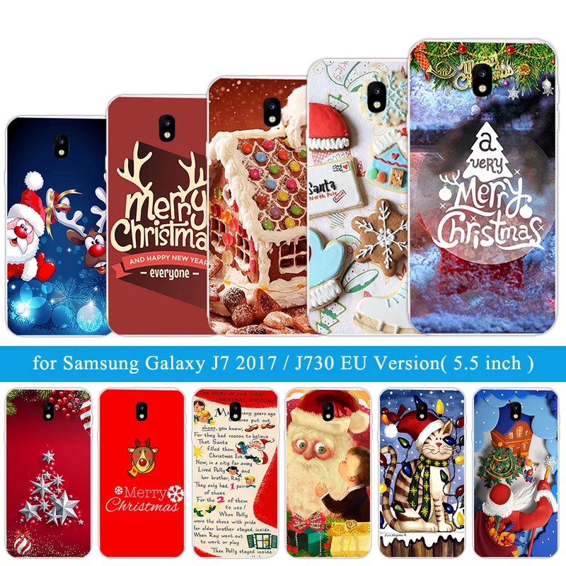 Для Samsung Galaxy J7 2017 силиконовый чехол для J730F черный Рождественский ночной
