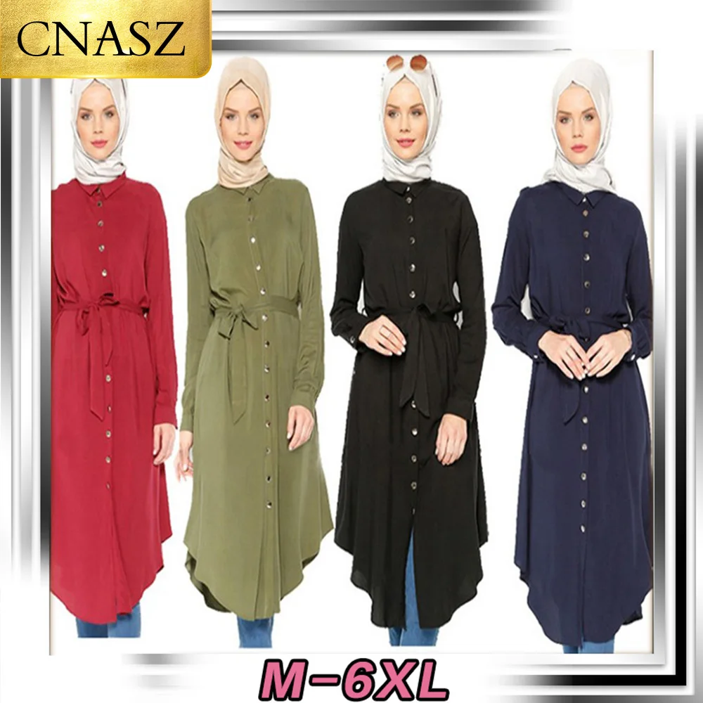 Женская блузка с длинным рукавом Abayas в мусульманском стиле длинными рукавами