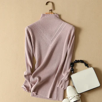 

2019 turtleneck women sweaters solid slim sexy knitted lady pullovers long-sleeved warm bottoming tops