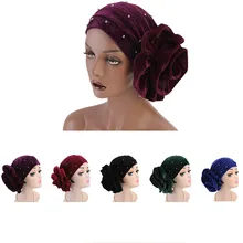 Женская мусульманская шляпа Женская индийская мусульманская эластичная хлопковая Цветочная тюрбан шляпа головной платок, шарф Кепка beaniehats invierno