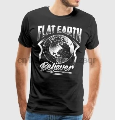 

Flat Earth Believer Men Cool T-shirt Graphic Print Tee Cotton Tops US Size