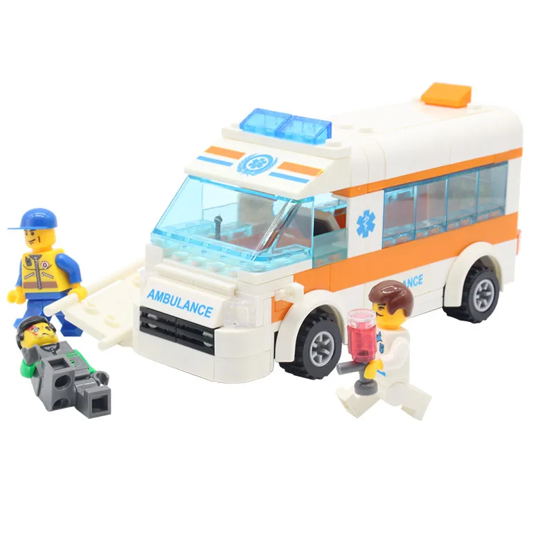 

KAZI 85010 City Rescue Team Ambulance Bricks Educational Learning DIY Building Blocks Model Sets Kids Toys Compatible with