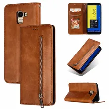 Capa de couro carteira com zíper para samsung galaxy j8 j6 j4 plus a6 a7 a8 2018 j3 j5 j7 2017 nota 9 8 flip magnet capa de telefone