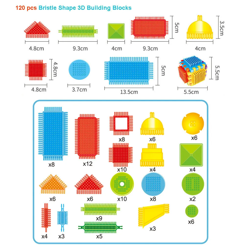 150 шт/120 шт/100 шт в форме щетины 3D Строительные блоки плитки строительные игровые доски игрушки для детей brinquedos подарки