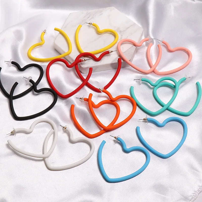 

8 color new arrive star shape hoop earrings acrylic painting big round hyperbole fashion earrings for women