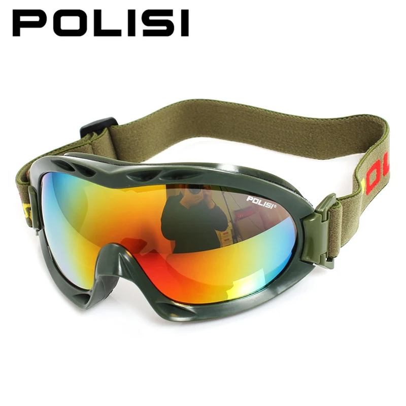 POLISI Winter Army Green Skiing Snow Goggles Men Women Motorcycle