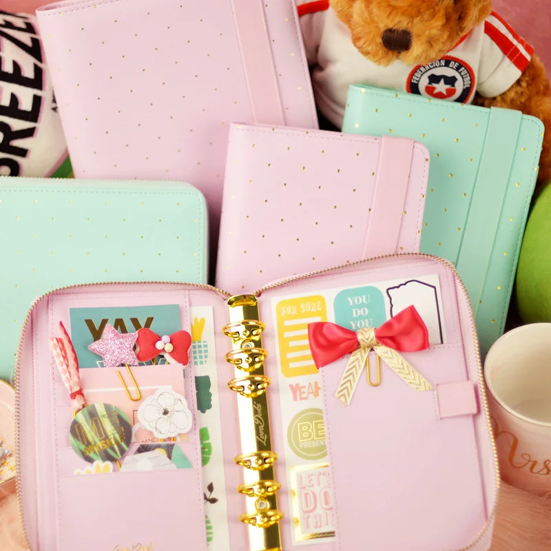 

Dokibook Lovedoki New Notebook Mint Lilac A5 A6 Planner Zipper Organizer Books Diary Agenda kawaii Stationery