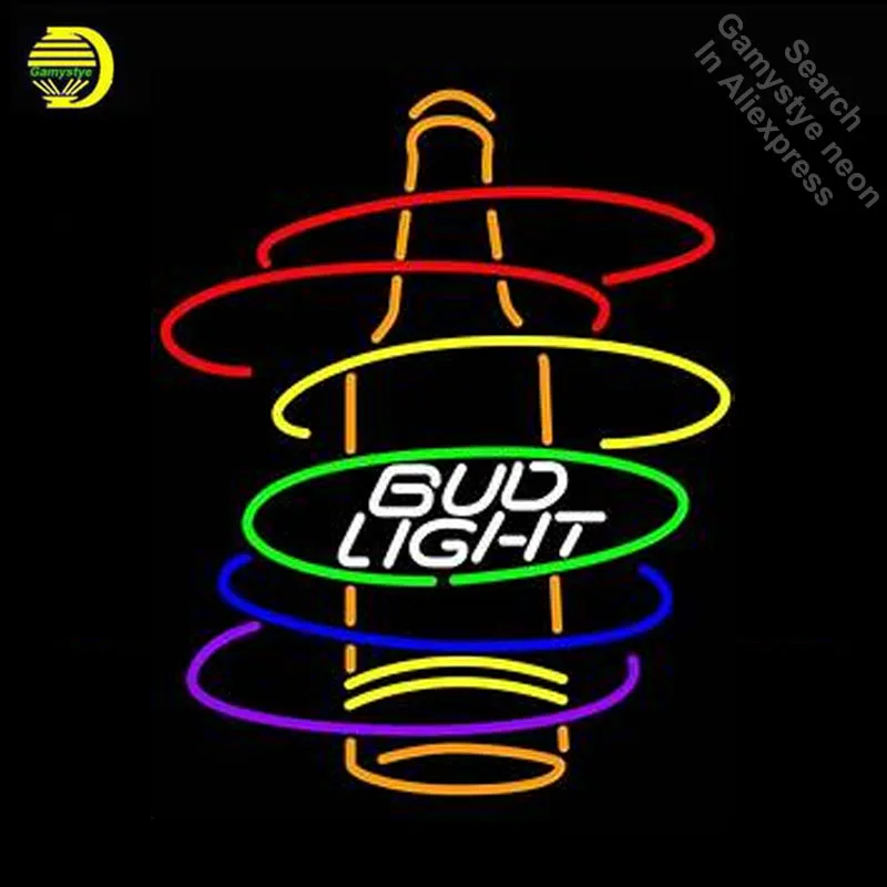 

Bud light with bottle Neon Sign GLASS Tube Handcraft neon Light Signs custom Advertise cool vintage neon lamps wholesale