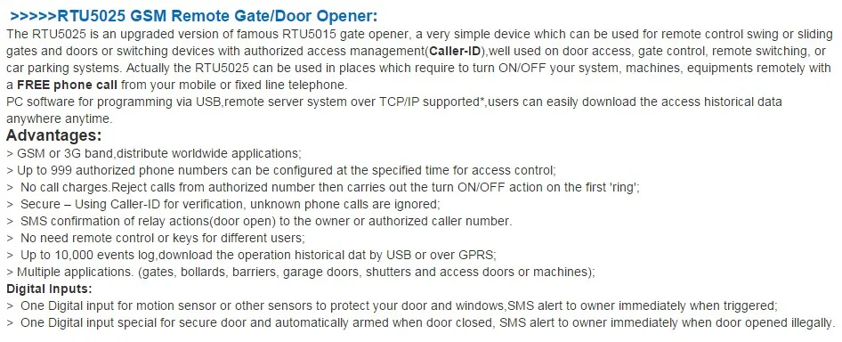 RTU5025 Бесплатная доставка DC 12 В ворот Gsm двери реле качели раздвижные гараж открытые Системы GPRS дистанционного включения /выключение звонок