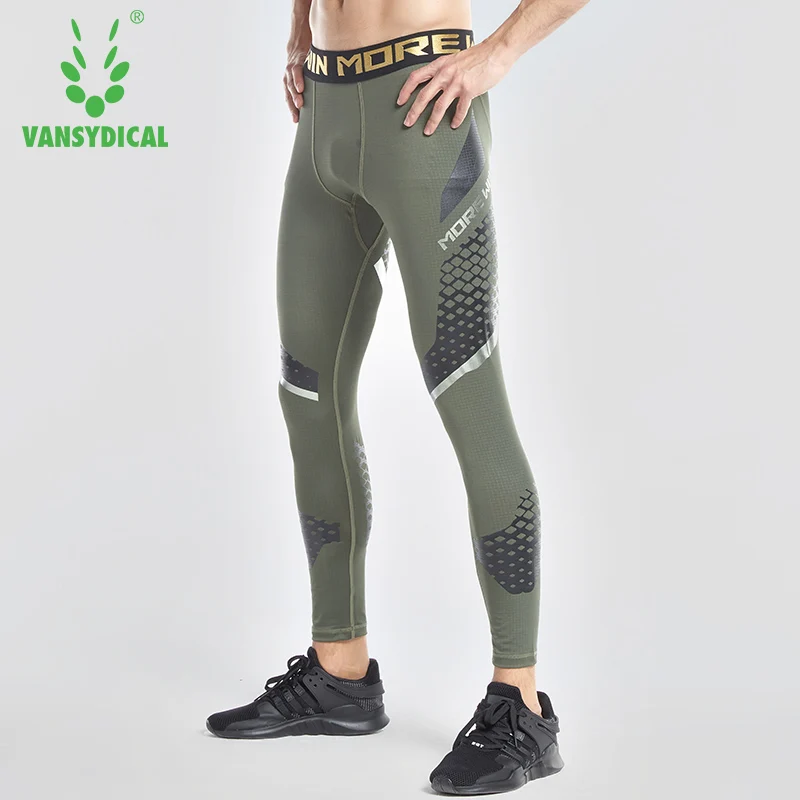 

Vansydical 2018 Men's Compression Running Tights Breathable Jogging Training Leggings 3D Printed Basketball Gym Pants