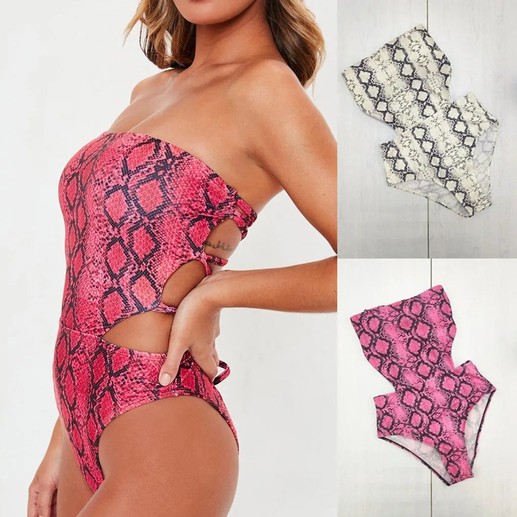 

Fashion triquini mulher 2019 swimsuit swimwear Women Sexys One-Piece Leopard Strap Print Bikini Strappy Swimwear Beachwear