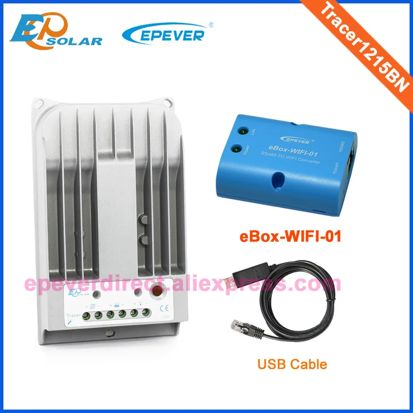 

Solar battery mini controller Tracer1215BN 12v 24v auto work with eBOX-WIFI-01 wifi function and USB cable 10A 10amp