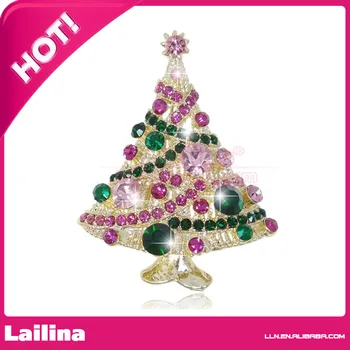 

Fashion 100pcs/lot Streamer Star Tree Brooch Pin Multicolor Austrian Crystal