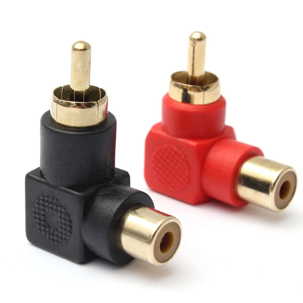 5 pack 90 degree elbow RCA plug male to RCA jack female connector adapter cord
