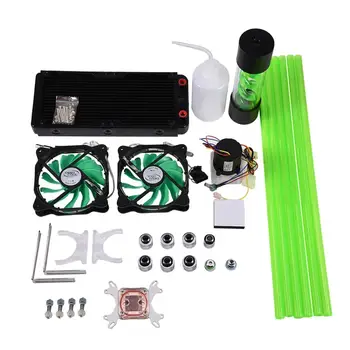 

DIY 240mm Heat Sink CPU Water Block Pump Reservoir LED Fan Compputer Water Cooling Kit water computer heat sinks