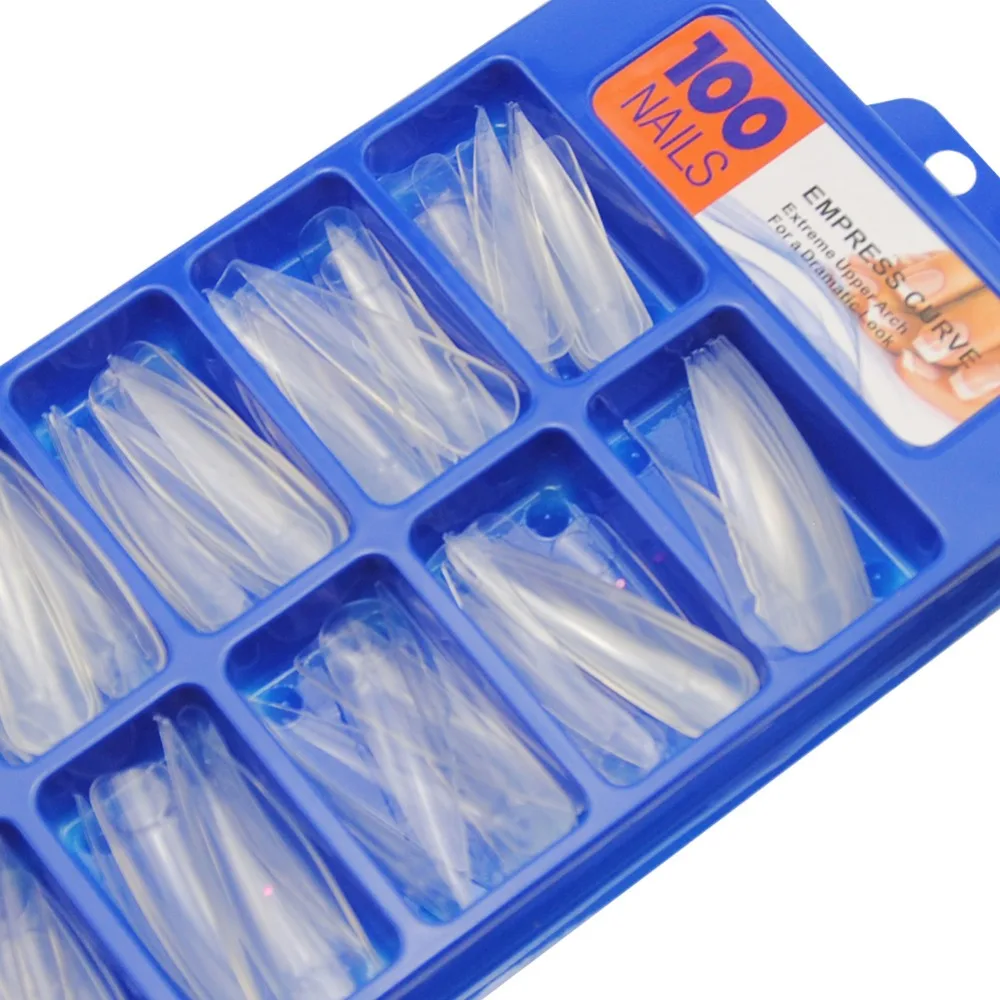 New Nail Art False Tips 100pc Stiletto Long Sharp 4.9cm False Acrylic