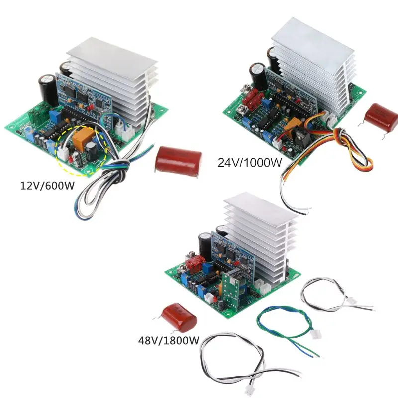 Инвертор с чистым синусом Мощность преобразователь частоты доска 12/24 V/48 V 600/1000/1800W готовой Панели для "сделай сам"